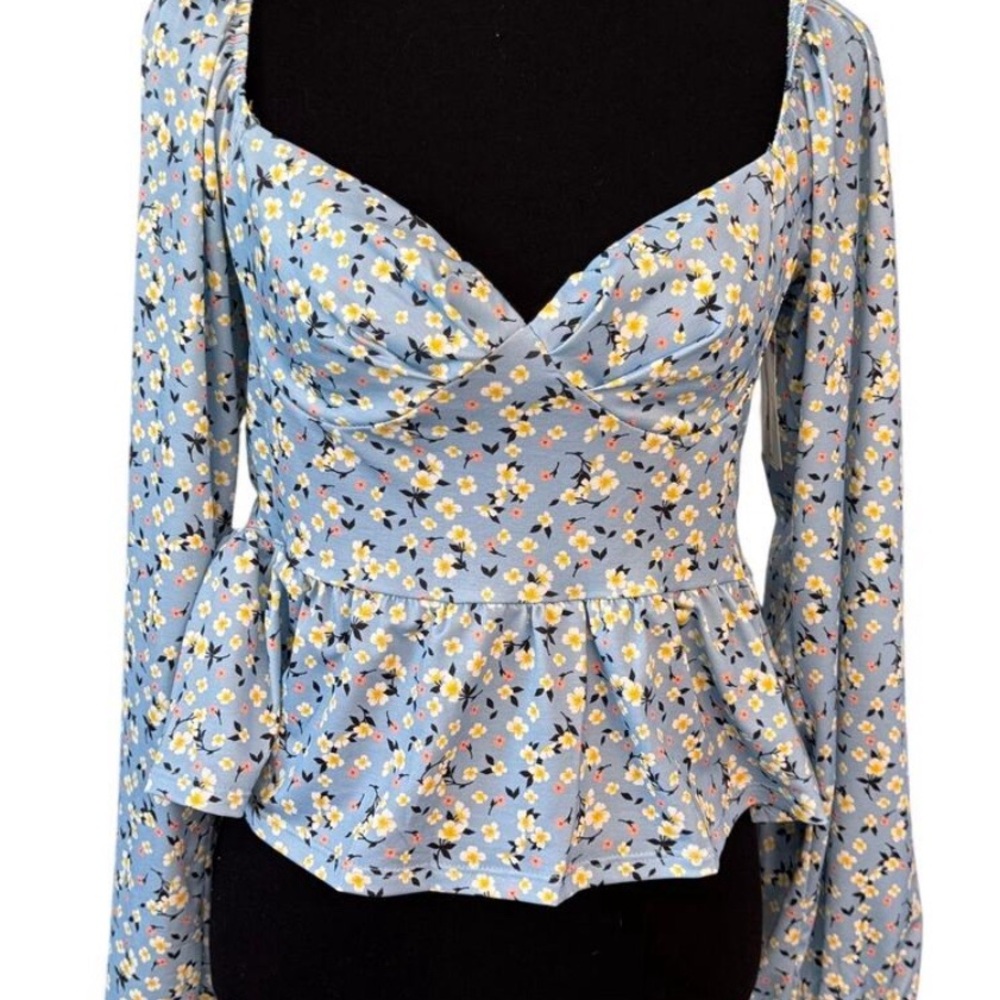 Floral Long Sleeve Peplum Top